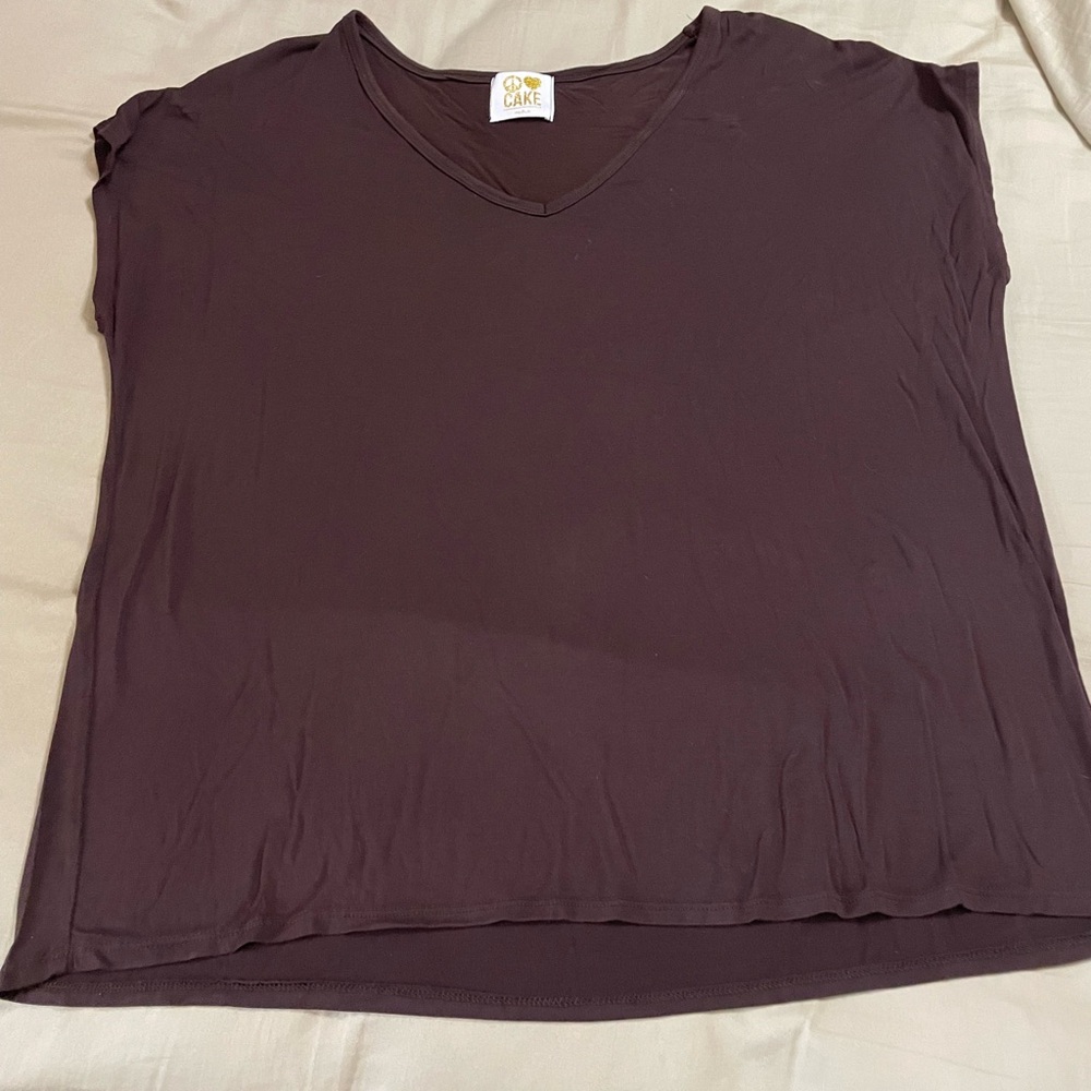 Cake Women's V-Neck Tee in Deep Brown